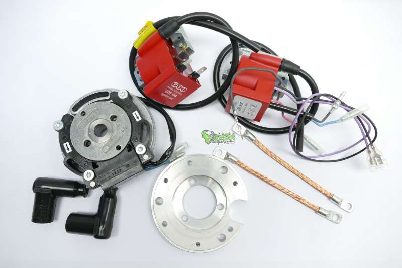 PVL Twin Ignition for 2 Cylinder Parallel MV Agusta 350 B 2 Zyl. 4 Takt  with Adapterplate